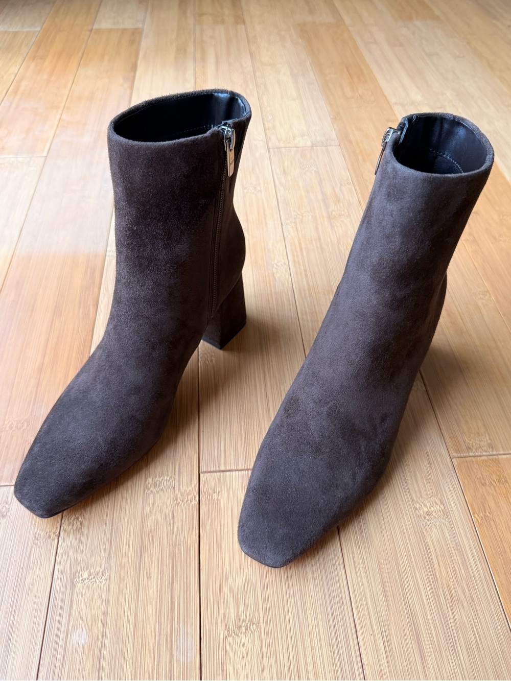 Marc Fisher - Rudie - Suede Square-Toe Ankle Boots - Dark Brown - Size 7